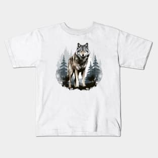 Watercolor Wolf Kids T-Shirt